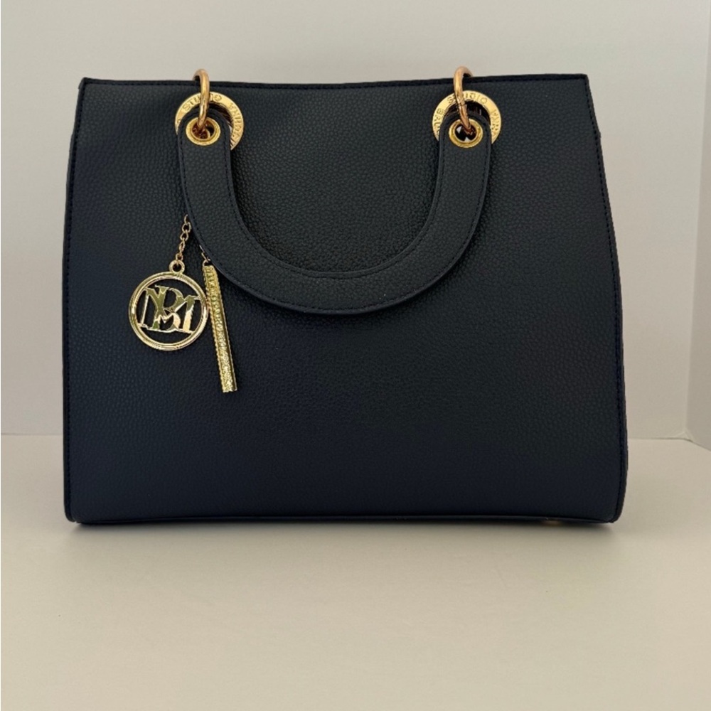 Badgley Mischka Navy Tote with Gold Accents — BNWT